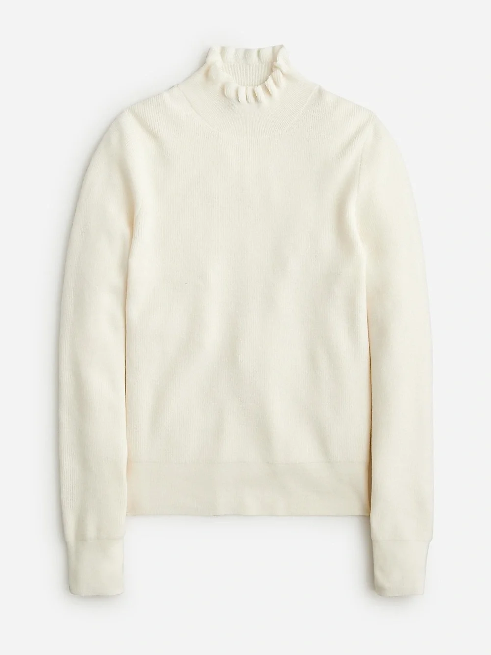 J. Crew Ruffleneck merino wool sweater Small cream - Picture 2 of 9